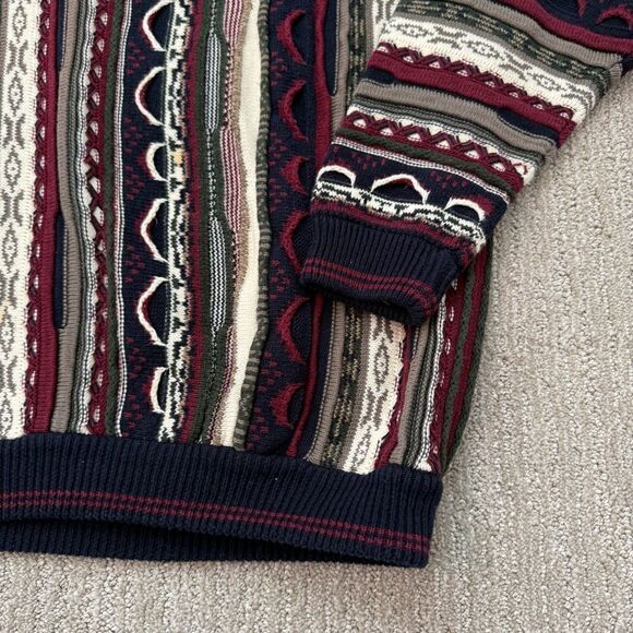 VTG 90's Cotton Traders 3D Textured Knit Coogi Style Pullover Sweater Size L - Picture 6 of 7